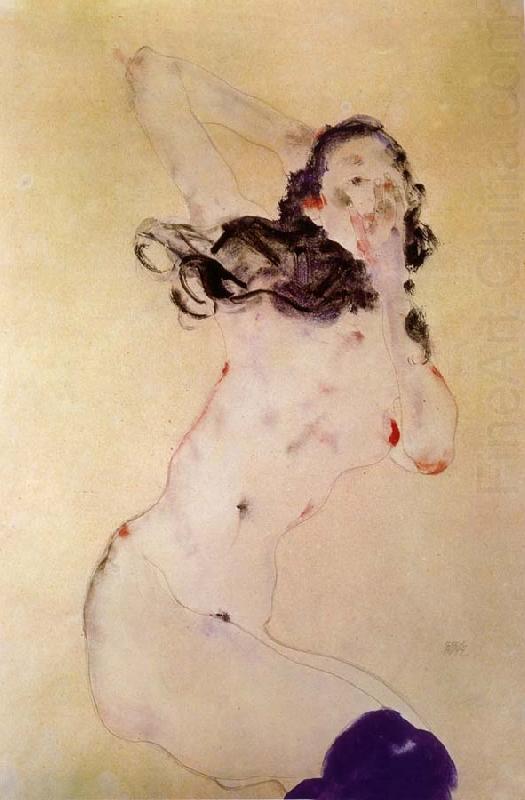 Female Nude with Blue Stockings, Egon Schiele